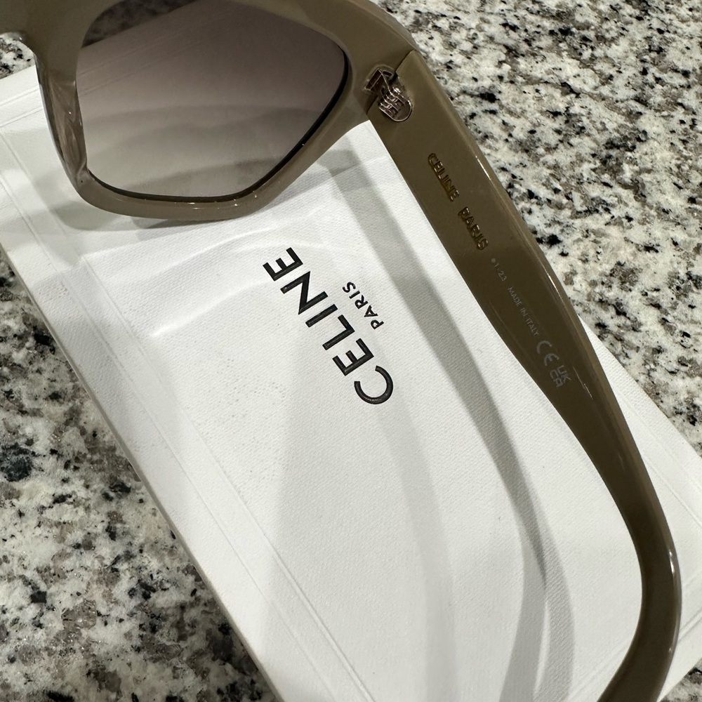 CELINE TRIOMPE ACETATE SQUARE SUNGLASSES BEIGE GRADIENT BROWN - Picture 12 of 14